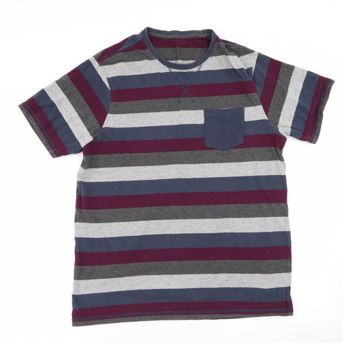 Asda George Mens Multicoloured Striped   T-Shirt Size M