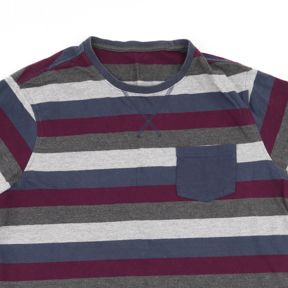 Asda George Mens Multicoloured Striped   T-Shirt Size M