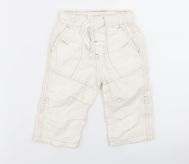 NEXT Girls White Capri Trousers Size 6-9 Months
