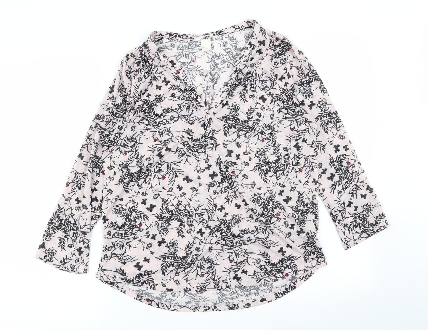 H&M Womens Pink Floral  Basic T-Shirt Size S