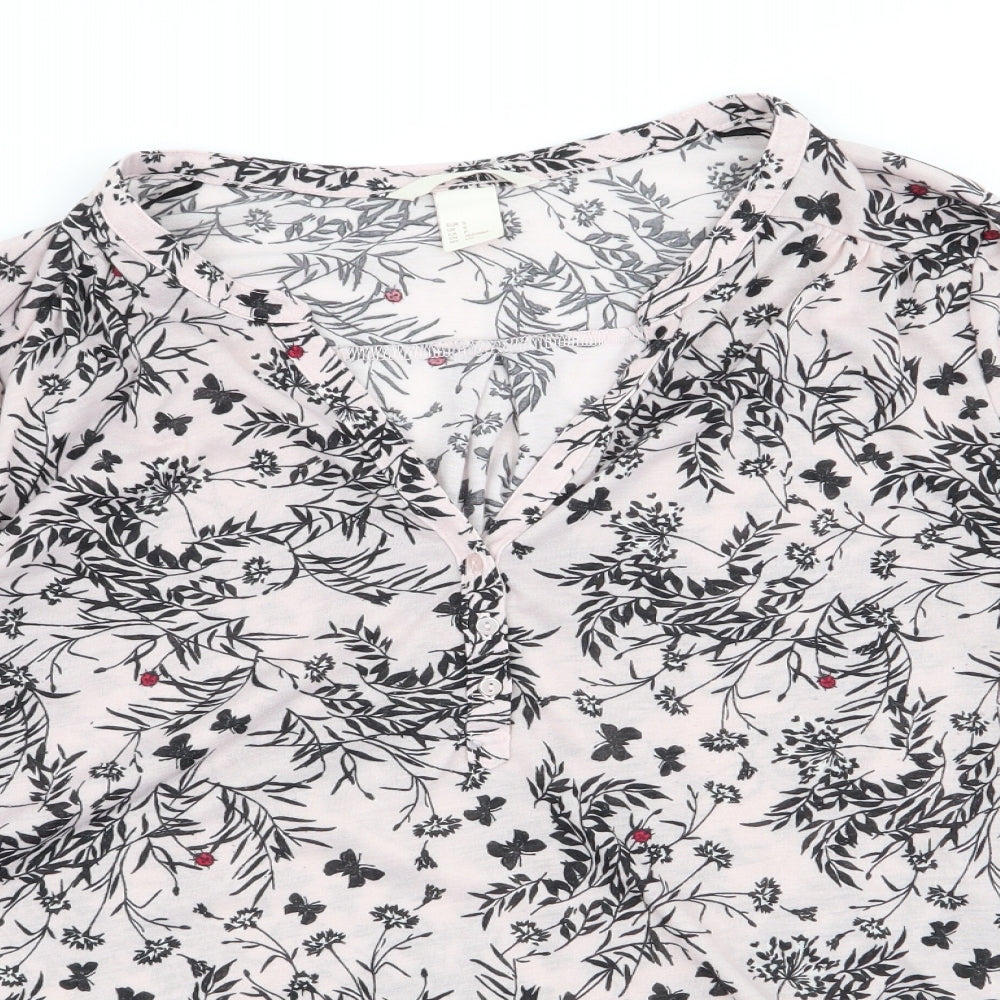 H&M Womens Pink Floral  Basic T-Shirt Size S