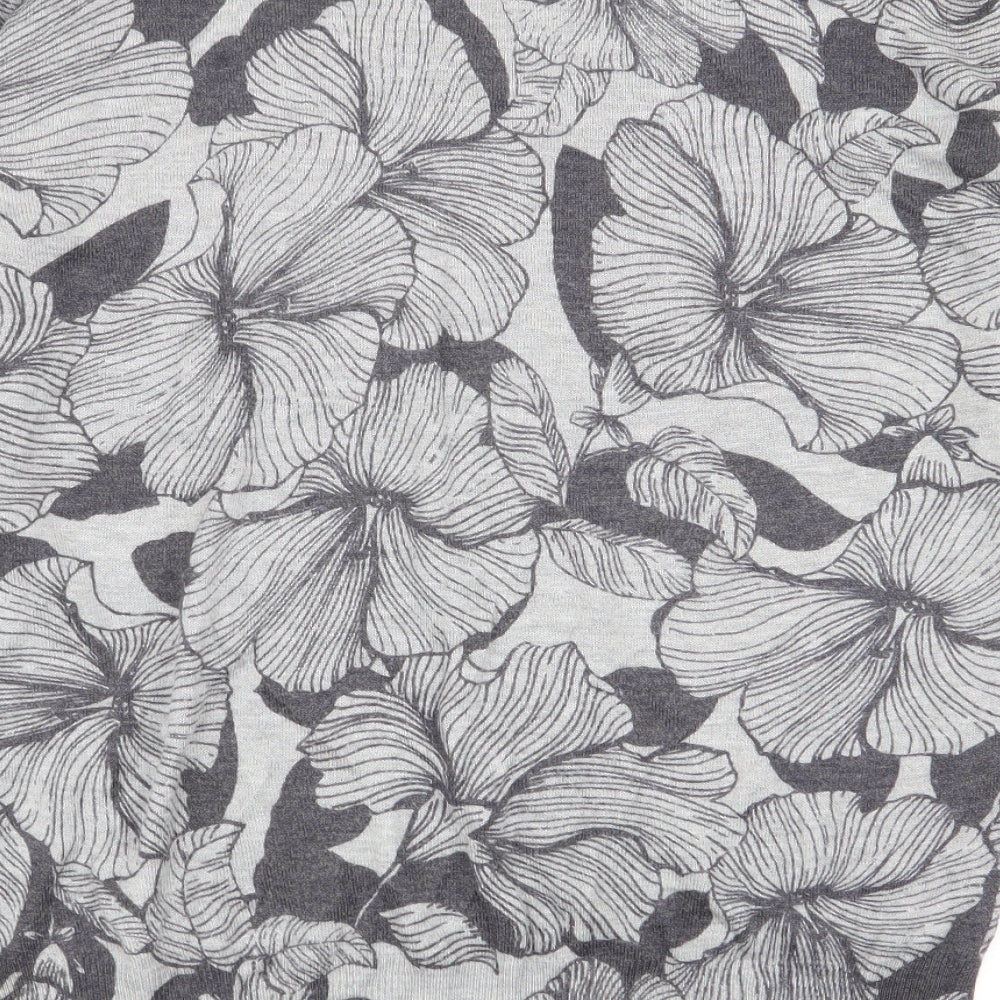 M&S Womens Grey Floral  Basic T-Shirt Size M