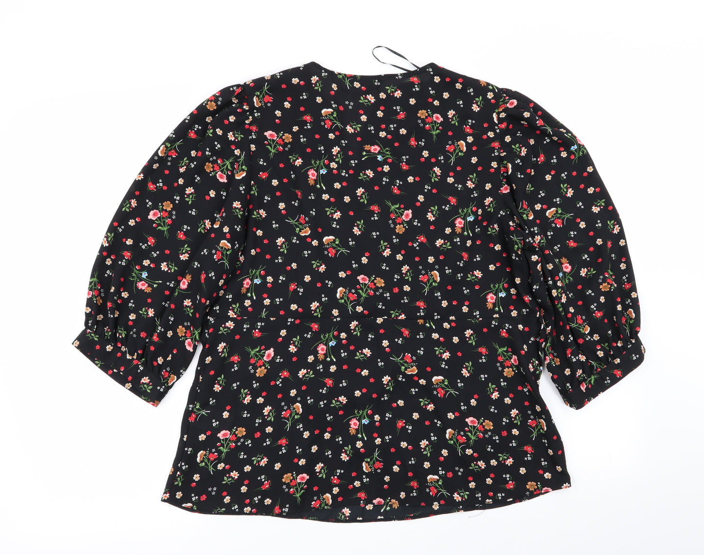Peacocks Womens Black Floral  Basic Blouse Size 14