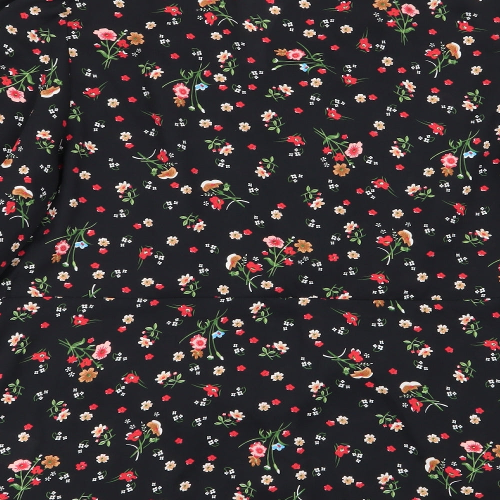 Peacocks Womens Black Floral  Basic Blouse Size 14