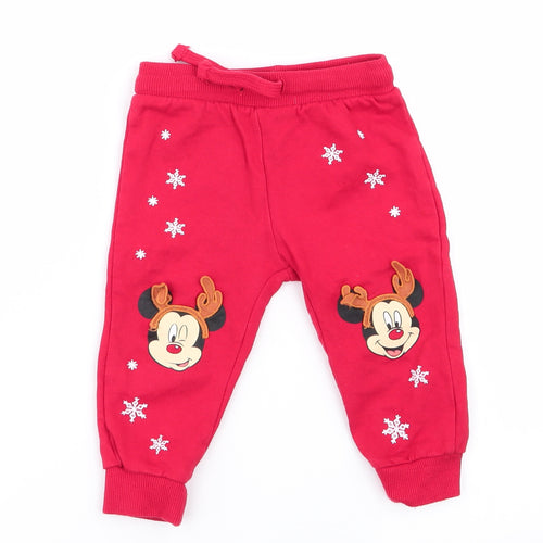 Disney Boys Red   Jogger Trousers Size 12 Months