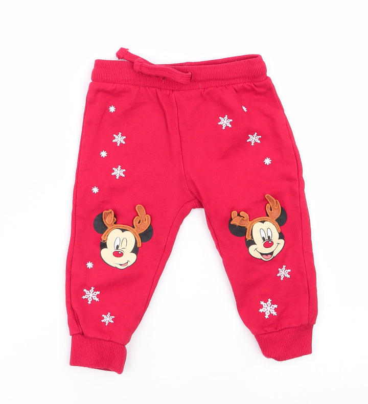 Disney Boys Red   Jogger Trousers Size 12 Months
