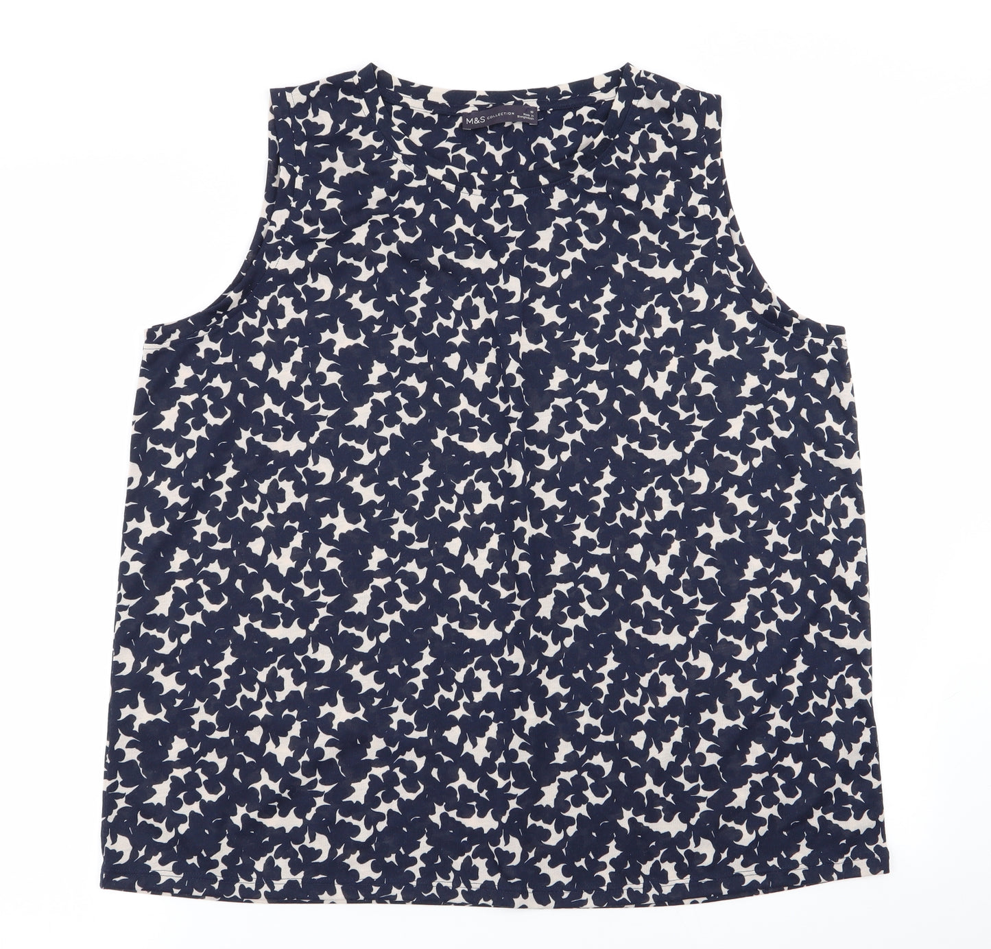 M&s Womens Blue Geometric  Basic Tank Size 16