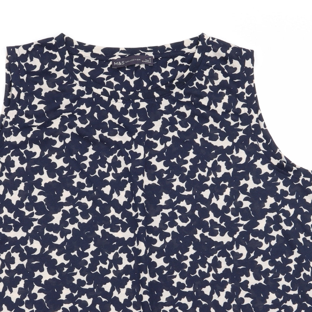 M&s Womens Blue Geometric  Basic Tank Size 16