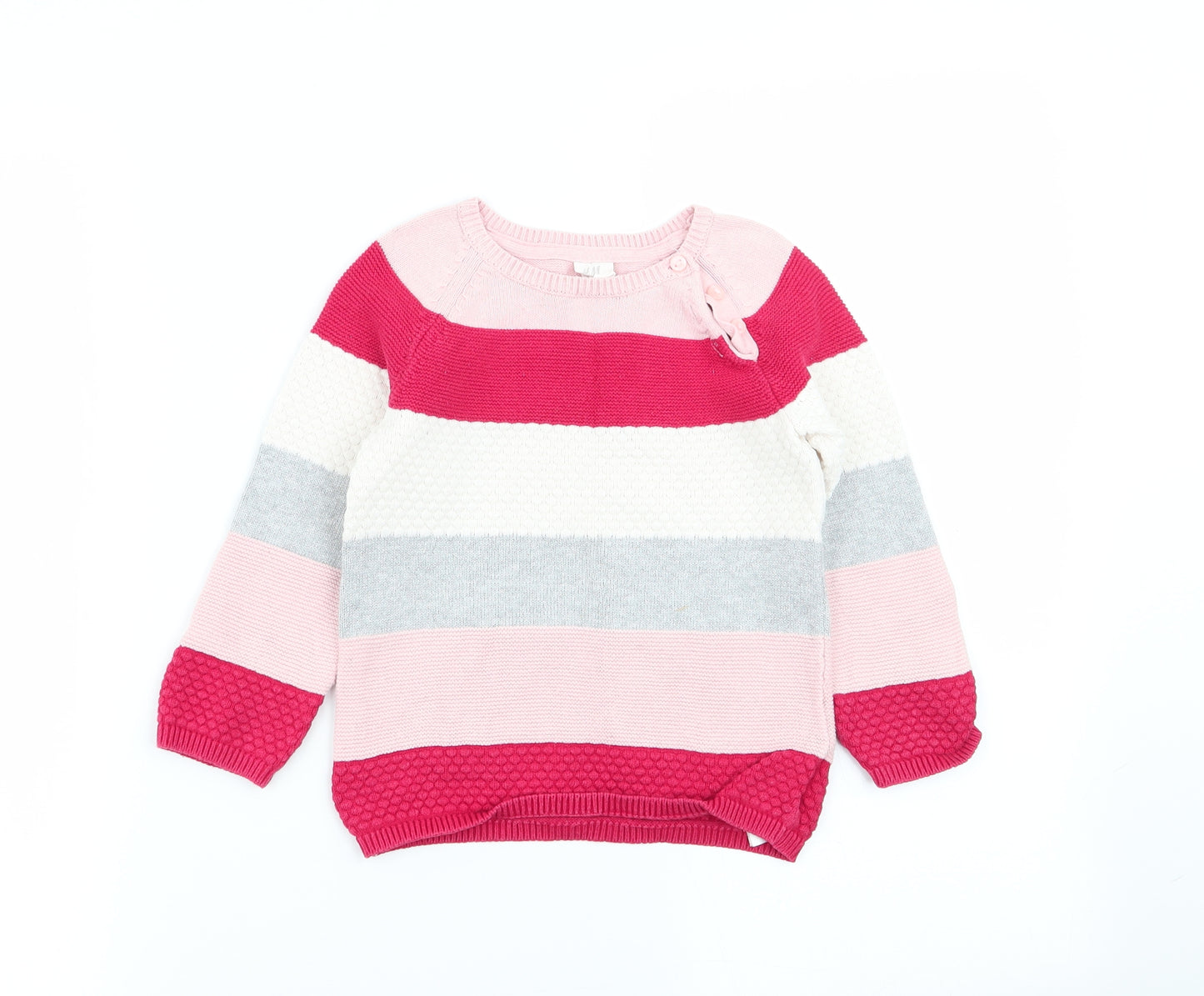 H&M Girls Multicoloured Striped  Pullover Jumper Size 2 Years