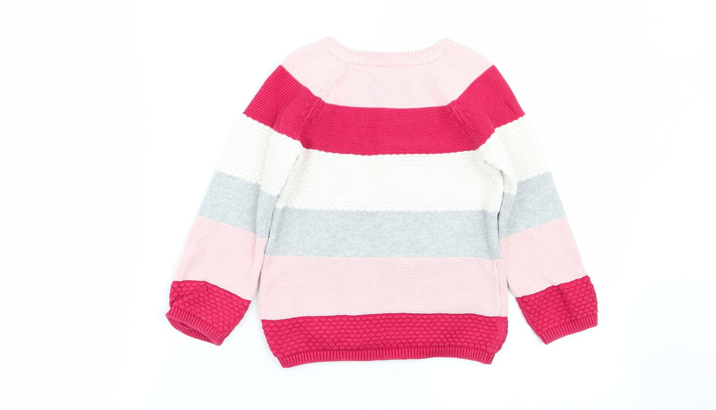 H&M Girls Multicoloured Striped  Pullover Jumper Size 2 Years