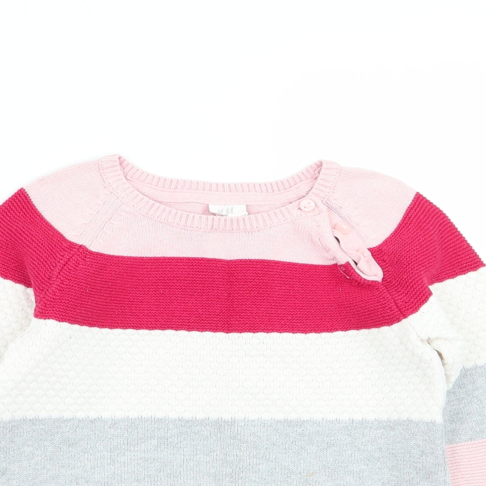 H&M Girls Multicoloured Striped  Pullover Jumper Size 2 Years