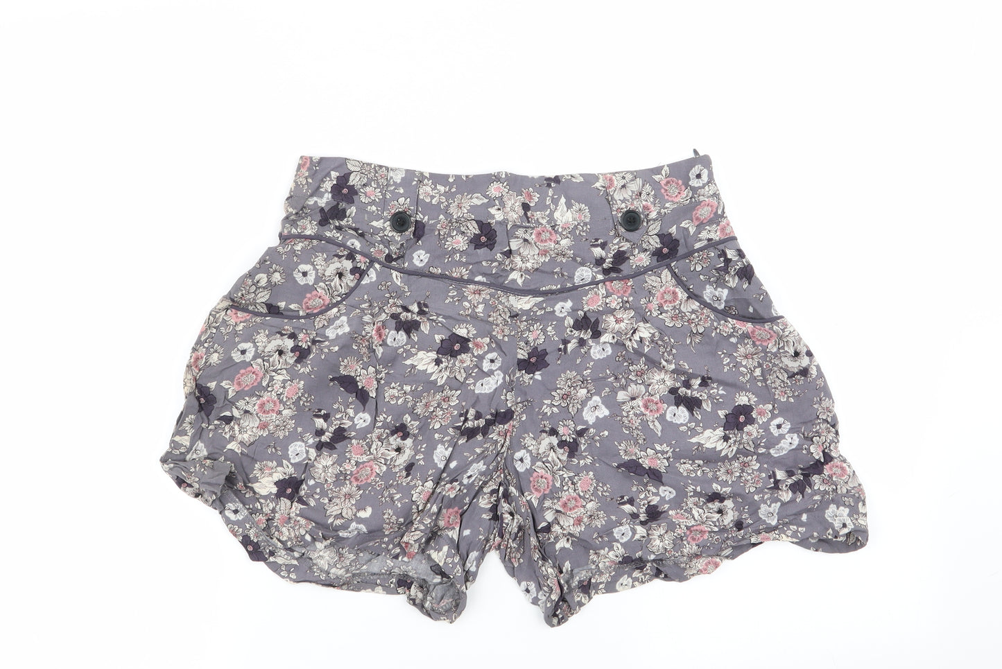 Papaya Womens Grey Floral  Hot Pants Shorts Size 10