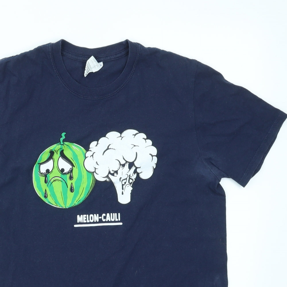 Gildan Mens Blue    T-Shirt Size M