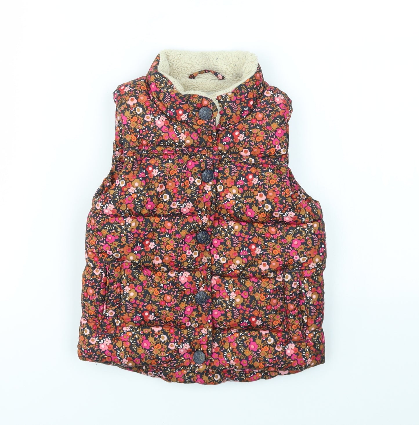 NEXT Girls Ivory Floral  Gilet Coat Size 12-18 Months