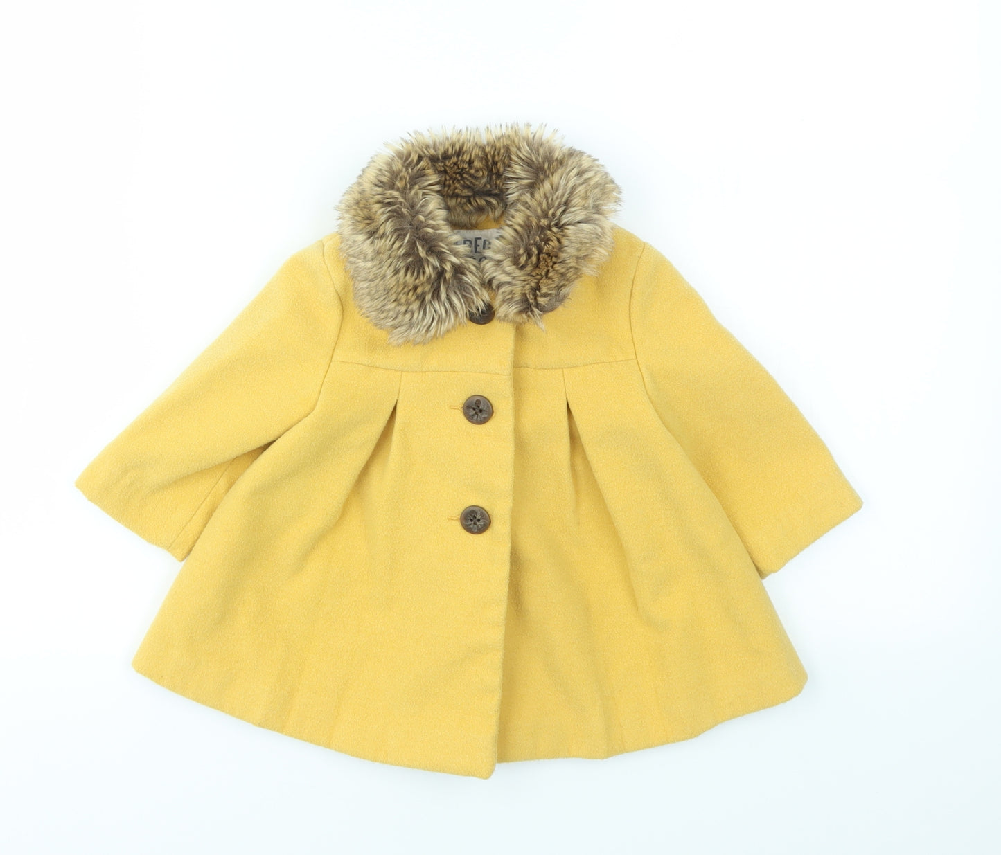 F&F Girls Yellow   Basic Coat Coat Size 3-6 Months