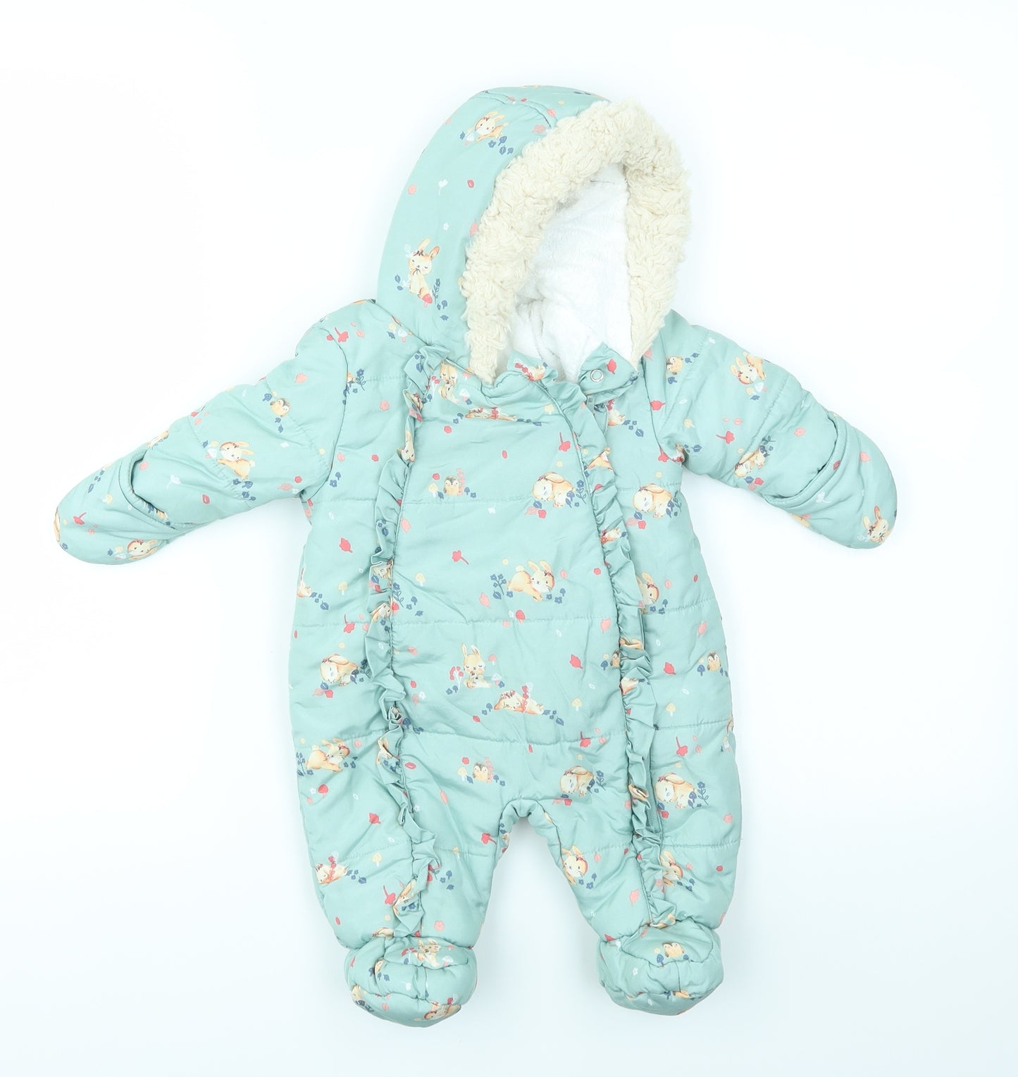 George Baby Multicoloured Floral  Basic Coat Snowsuit Size 0-3 Months