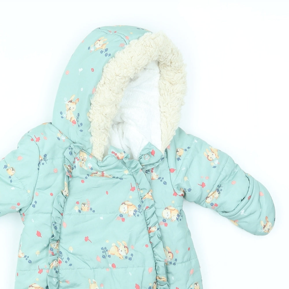 George Baby Multicoloured Floral  Basic Coat Snowsuit Size 0-3 Months