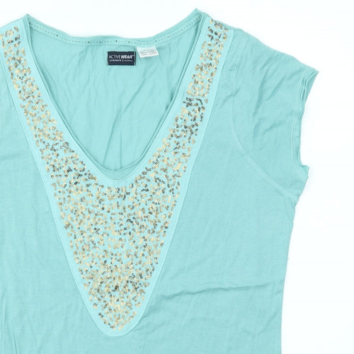 Active Wear Womens Blue   Basic T-Shirt Size 14