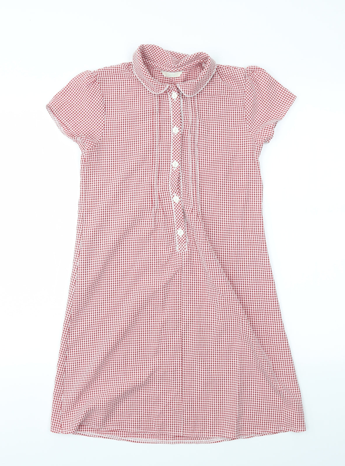 M&S Girls Red Check  Fit & Flare  Size 11 Years
