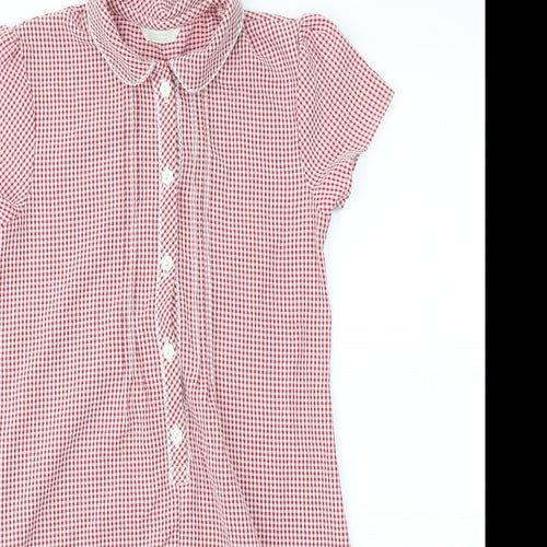 M&S Girls Red Check  Fit & Flare  Size 11 Years