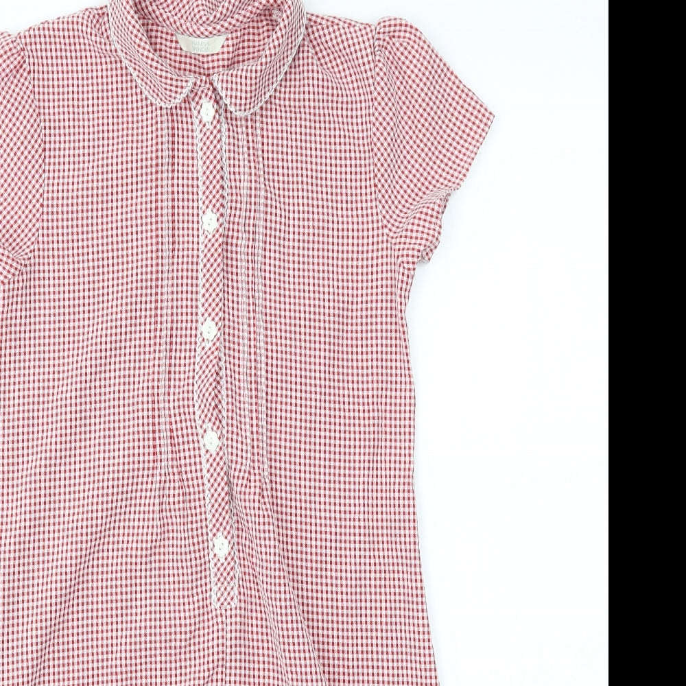 M&S Girls Red Check  Fit & Flare  Size 11 Years