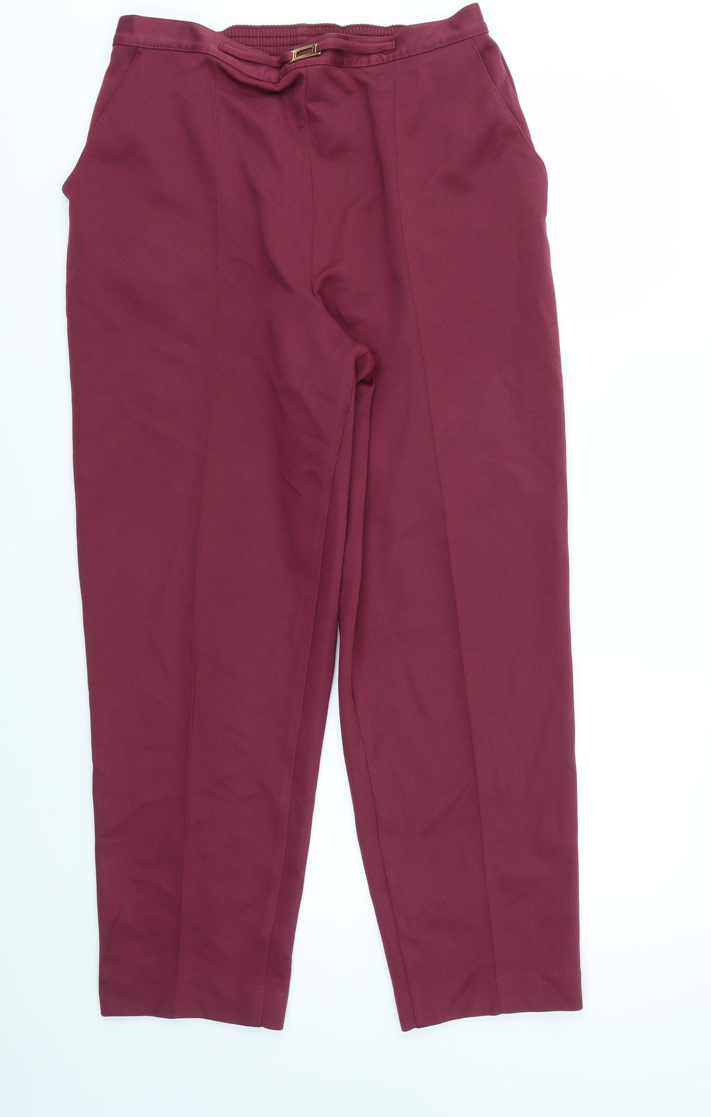 M&S Womens Red   Trousers  Size 18 L27 in - stretch waistband