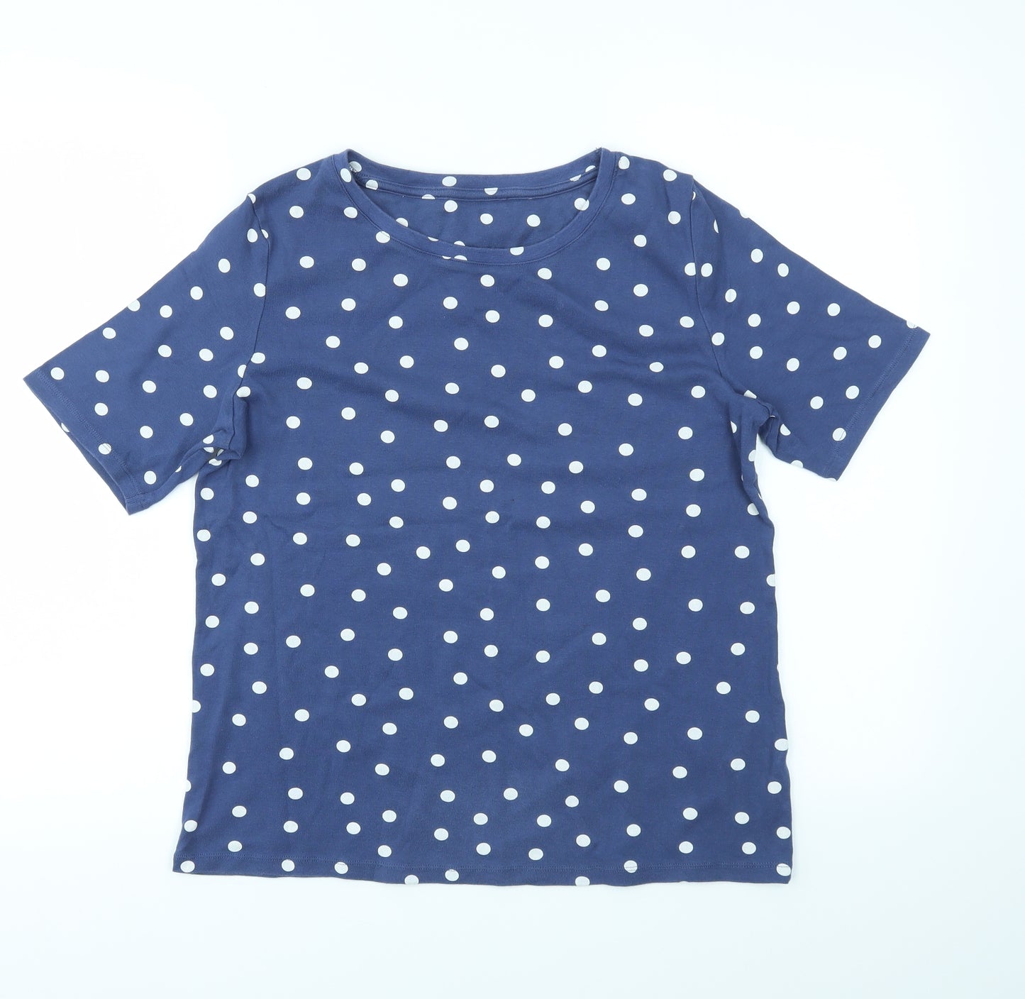 M&S Womens Blue Polka Dot  Basic T-Shirt Size 16