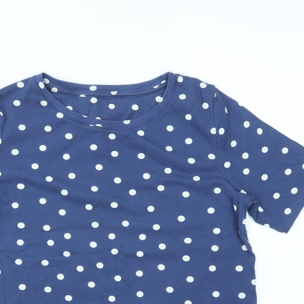 M&S Womens Blue Polka Dot  Basic T-Shirt Size 16