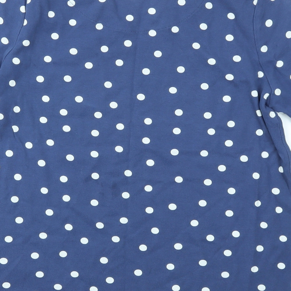 M&S Womens Blue Polka Dot  Basic T-Shirt Size 16