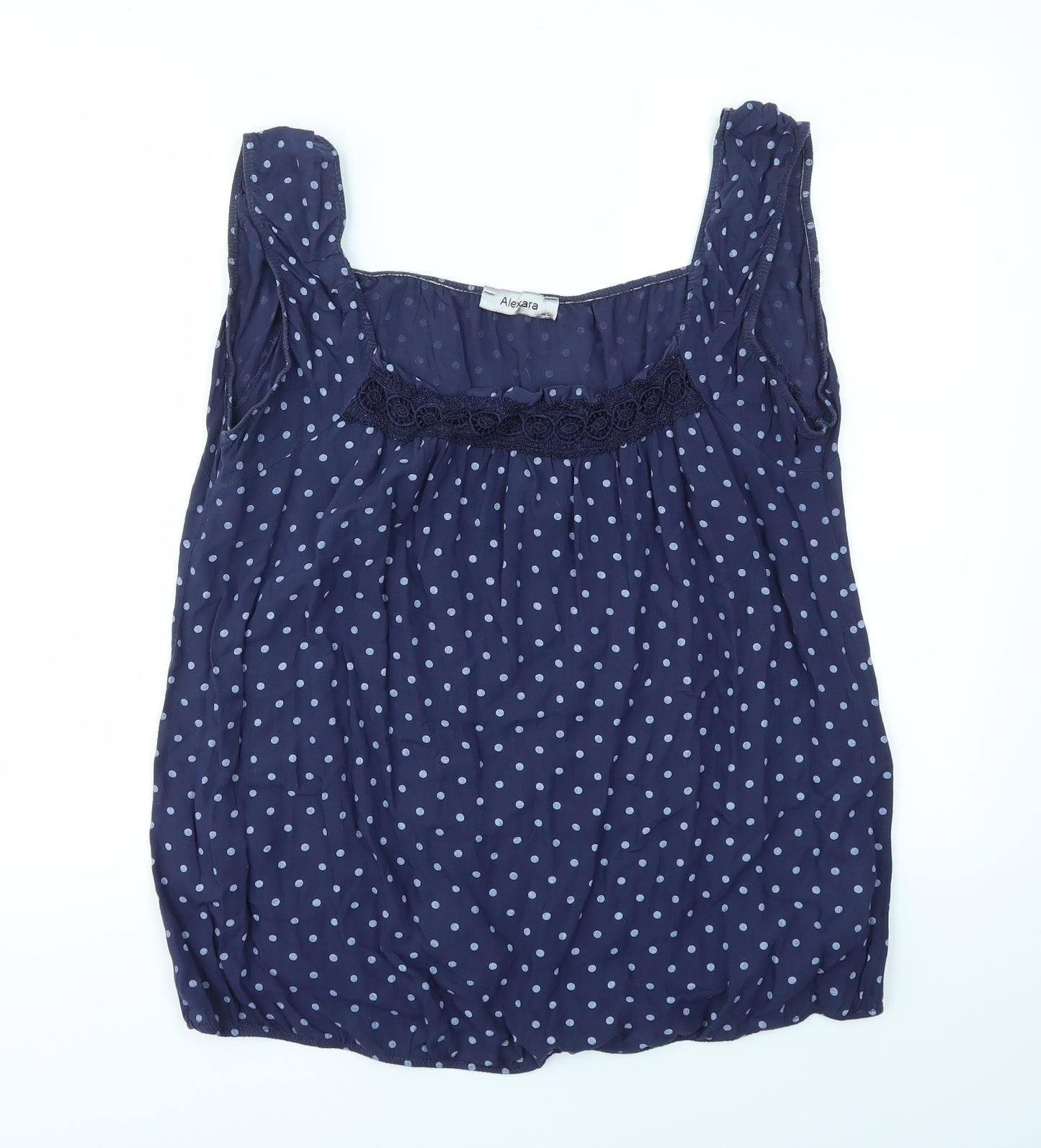 ALEXARA Womens Blue Polka Dot  Basic T-Shirt Size M