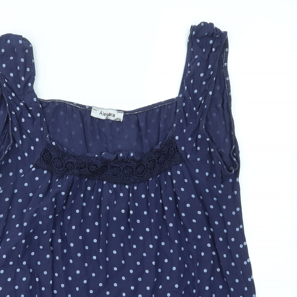 ALEXARA Womens Blue Polka Dot  Basic T-Shirt Size M