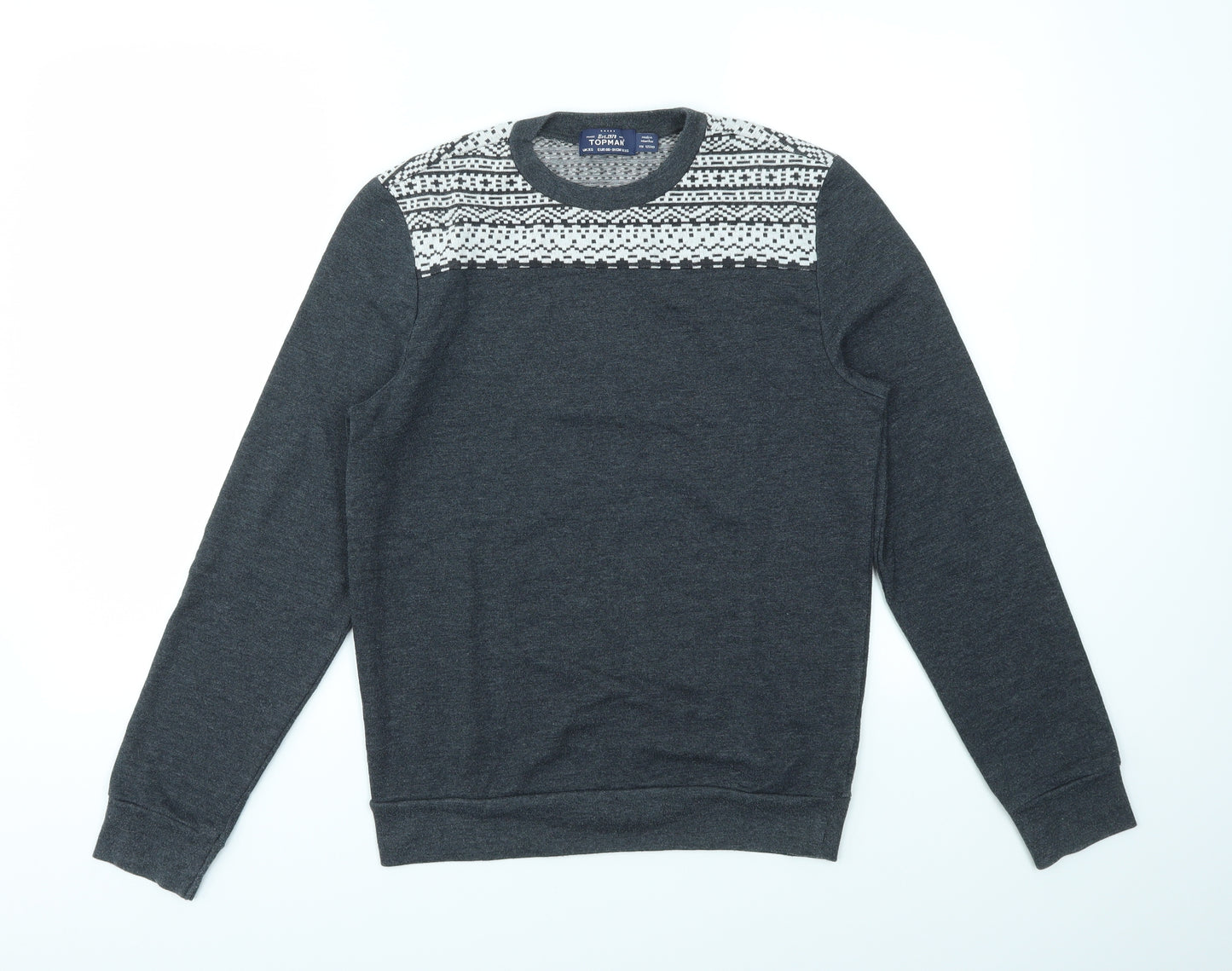 Topman Mens Grey Argyle/Diamond  Pullover Sweatshirt Size XS
