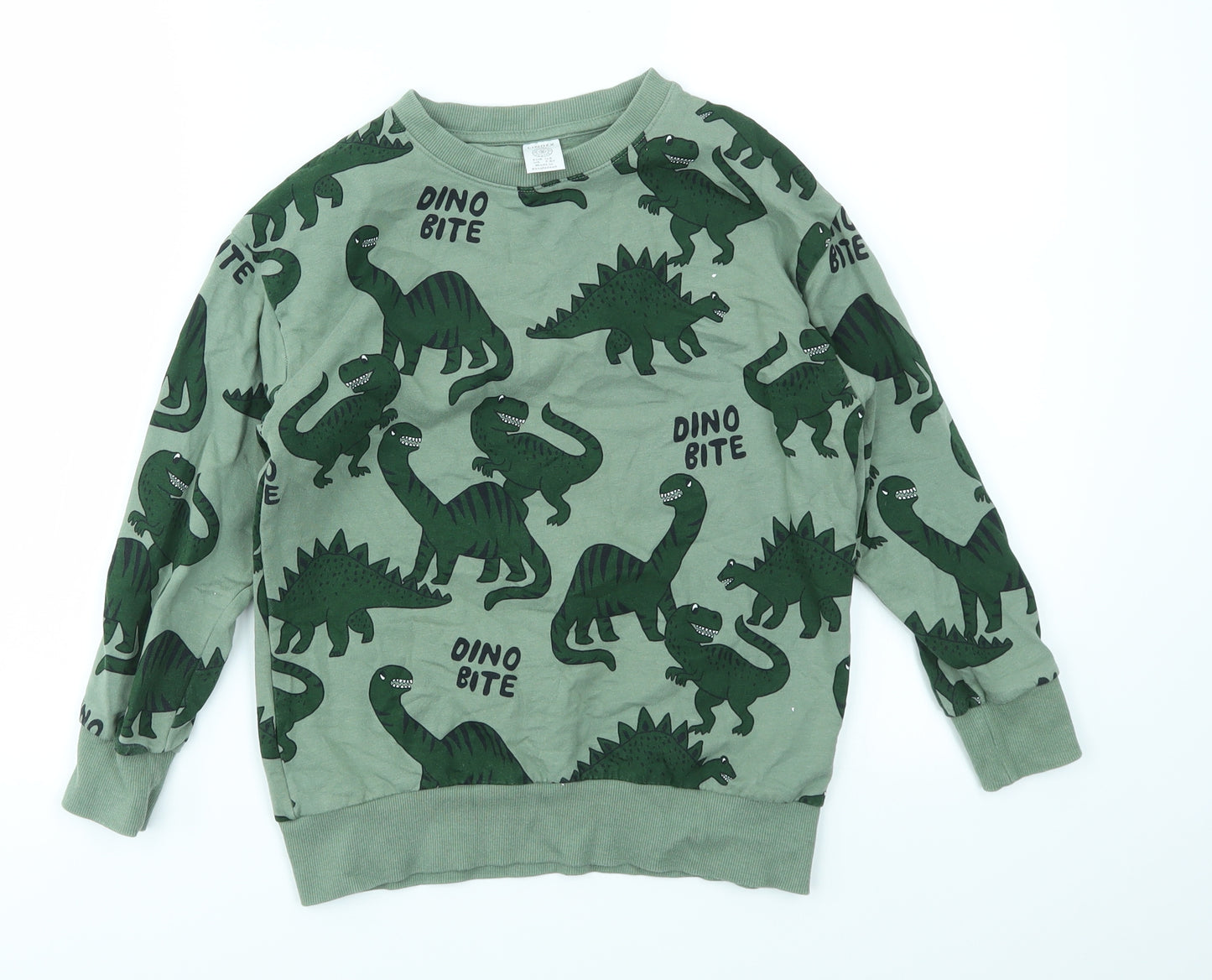 Lindex Boys Green Animal Print  Pullover Jumper Size 7-8 Years