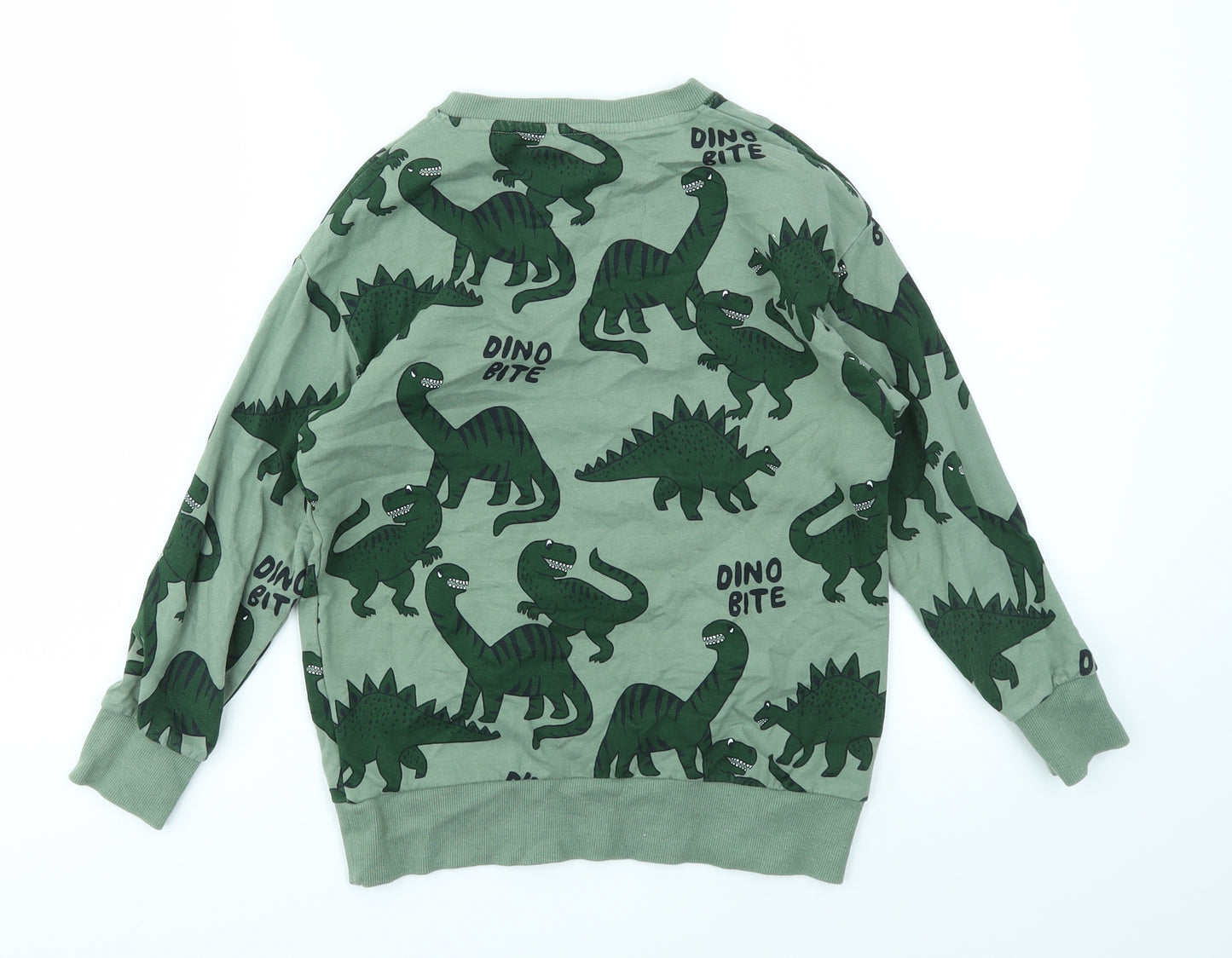 Lindex Boys Green Animal Print  Pullover Jumper Size 7-8 Years