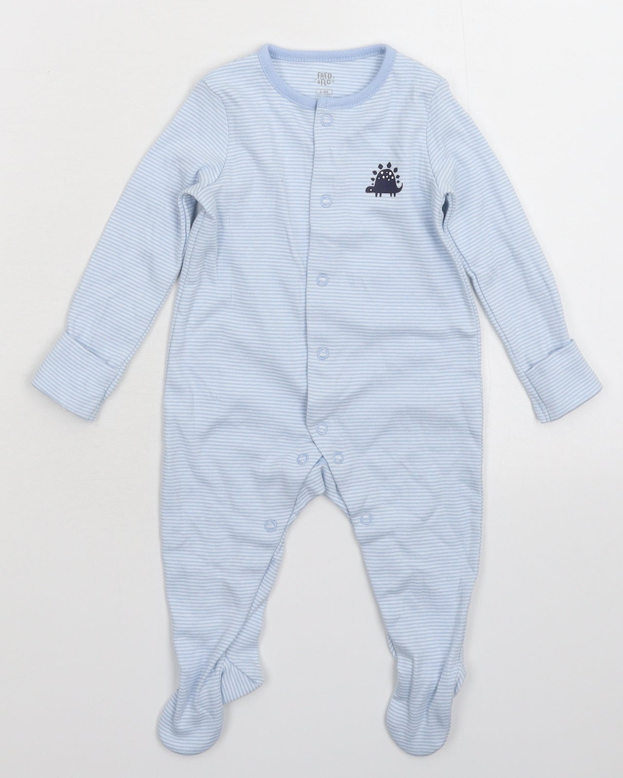 F&F Baby Blue Striped  Babygrow One-Piece Size 3-6 Months