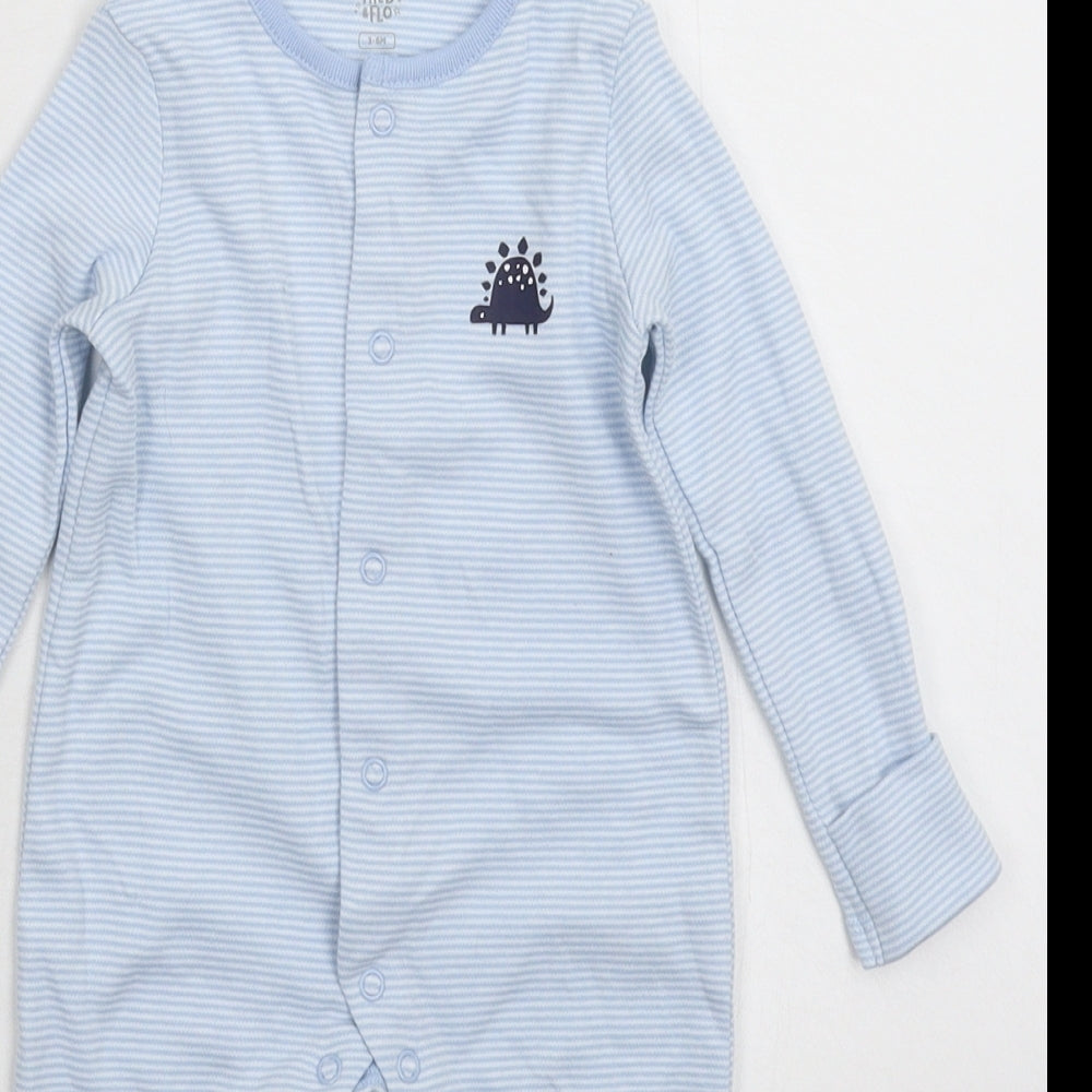 F&F Baby Blue Striped  Babygrow One-Piece Size 3-6 Months