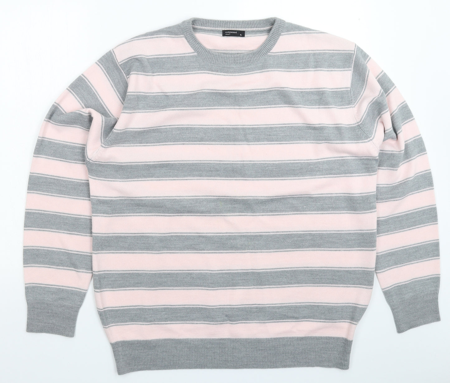 Cedar Wood State Mens Multicoloured Striped Knit Pullover Jumper Size XL