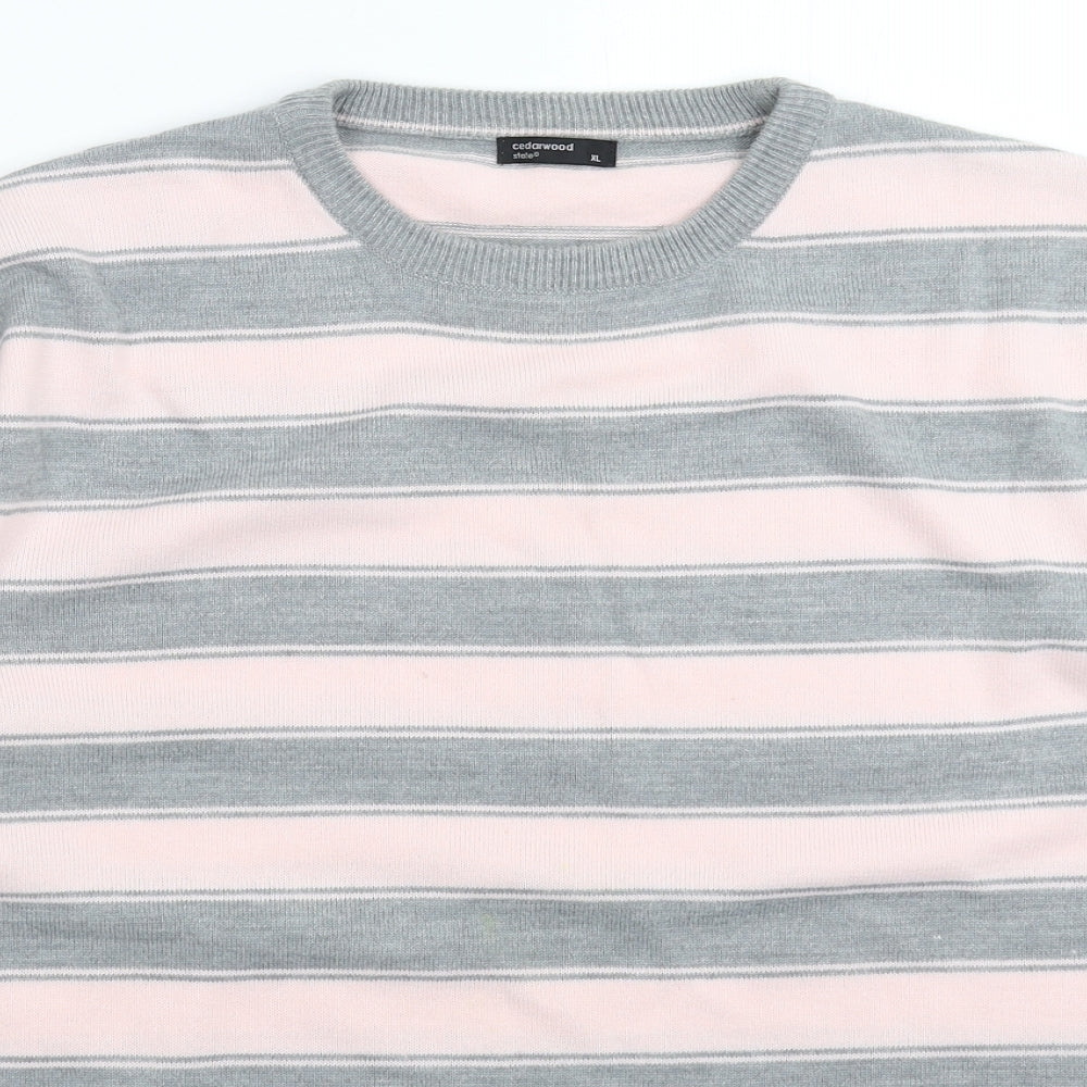 Cedar Wood State Mens Multicoloured Striped Knit Pullover Jumper Size XL