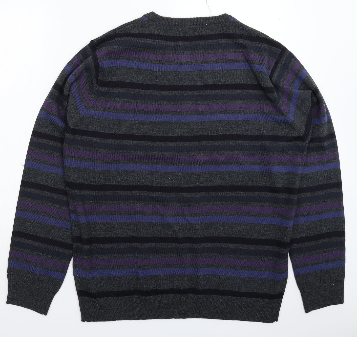 Cedar Wood State Mens Grey Striped Knit Pullover Jumper Size XL