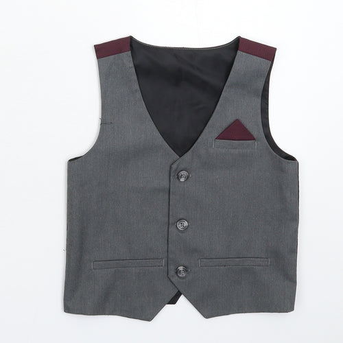 Preworn Boys Grey   Jacket Waistcoat Size 3-4 Years