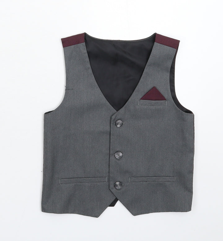 Preworn Boys Grey   Jacket Waistcoat Size 3-4 Years