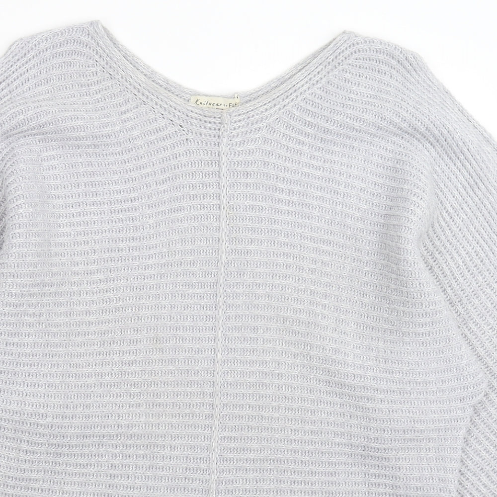F&F Womens Grey  Knit Pullover Jumper Size M