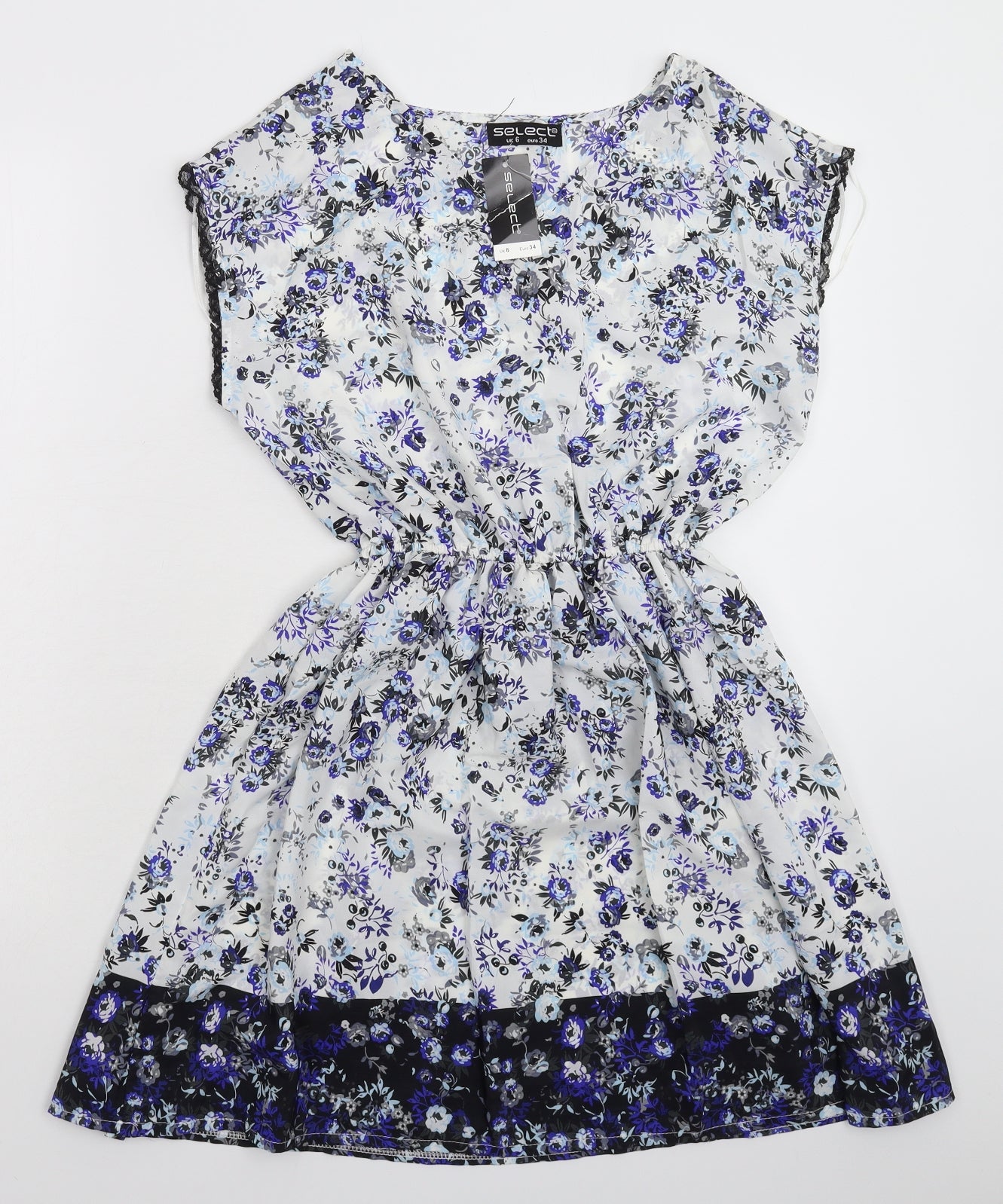 Select Womens White Floral  Fit & Flare  Size 6