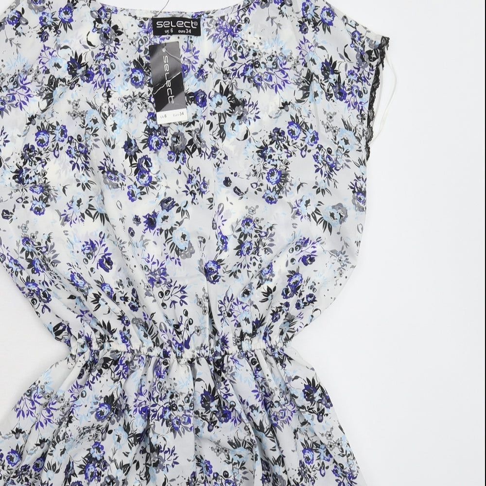 Select Womens White Floral  Fit & Flare  Size 6
