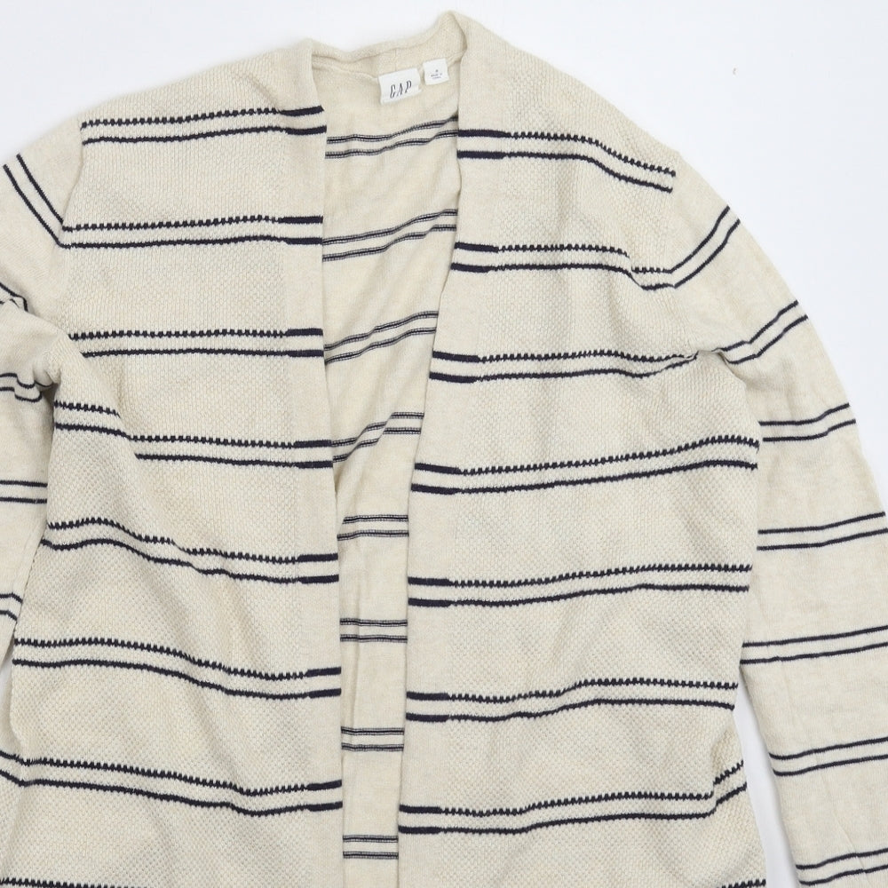 Gap Womens White Striped Knit Cardigan Jumper Size M
