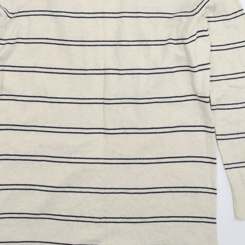 Gap Womens White Striped Knit Cardigan Jumper Size M