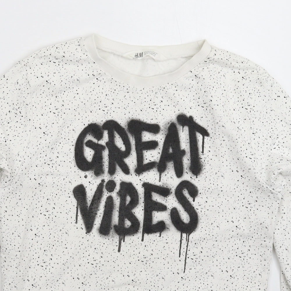 H&M Boys White Spotted  Pullover Sweatshirt Size 11-12 Years