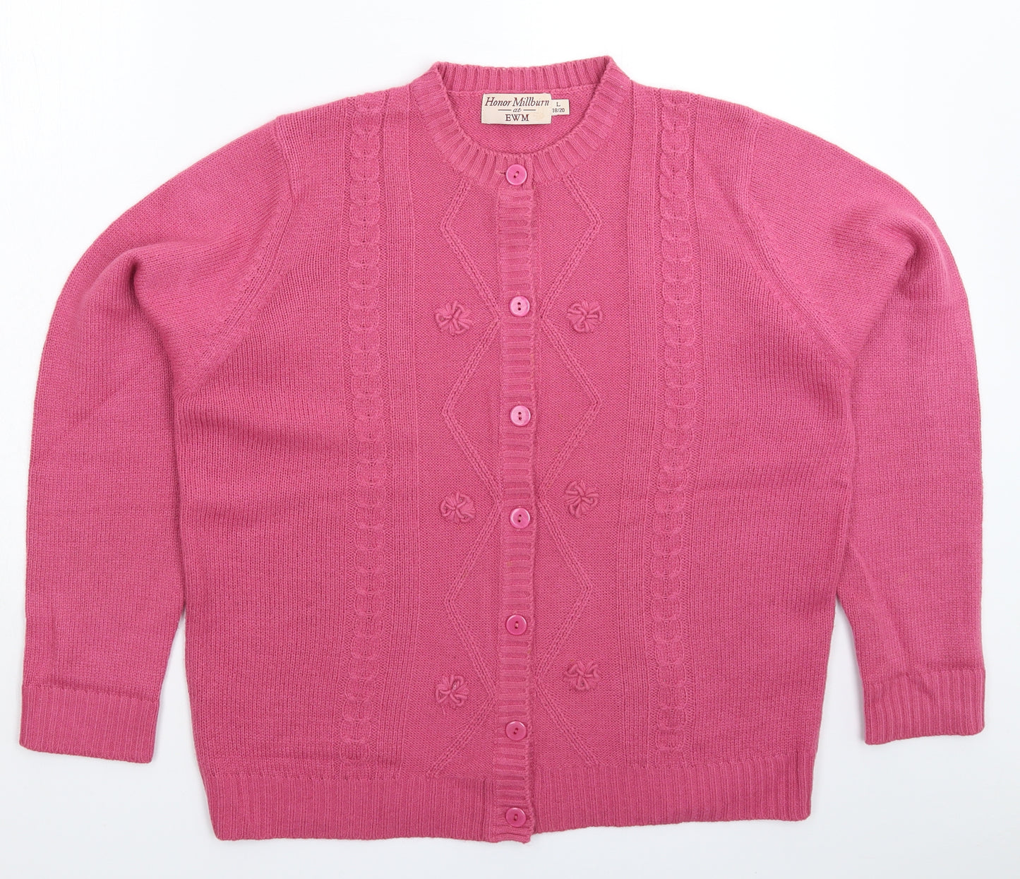 EWM Womens Pink  Knit Cardigan Jumper Size 20