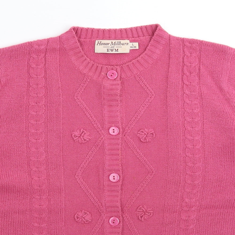 EWM Womens Pink  Knit Cardigan Jumper Size 20