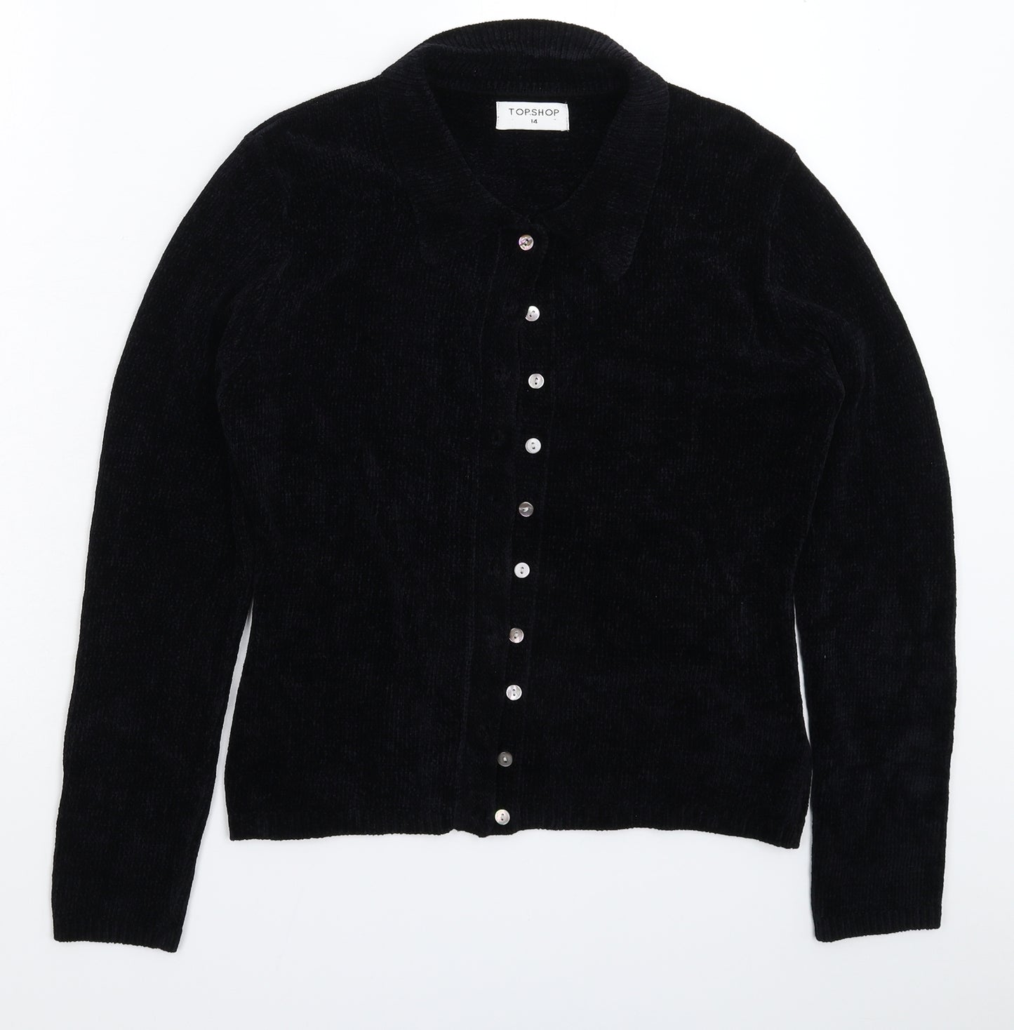 Topshop Womens Blue  Knit Cardigan Jumper Size 14